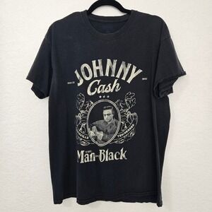 Johnny Cash Black Basic Graphic Tee Short Sleeve T Shirt Casual Cotton Everyday